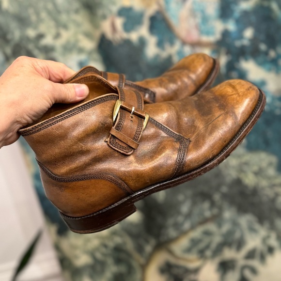 Florsheim Imperial Mens Buckle Ankle Boots Leather Dress Shoes Brown Size 9.5D - Picture 12 of 14